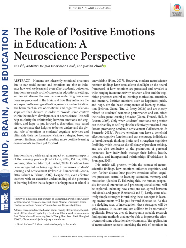 Positive Emotions in Education | PDF | Reward System | Emotions