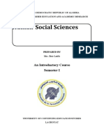 Human Social Sciences: An Introductory Course Semester I