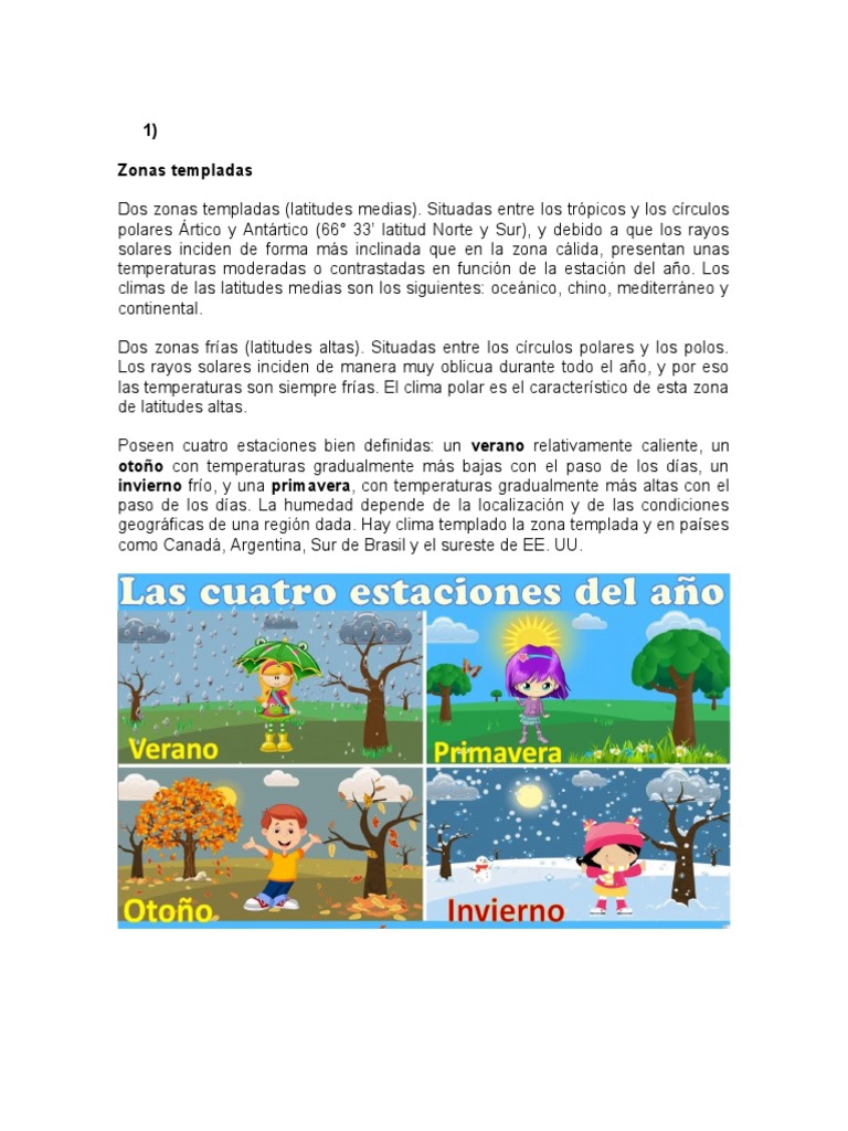 Características de las Zonas Templadas | PDF | Clima templado | Clima
