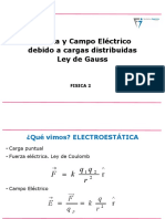 2 Fuerza y Campo Eléctrico en Distribución de Carga. Ley de Gauss