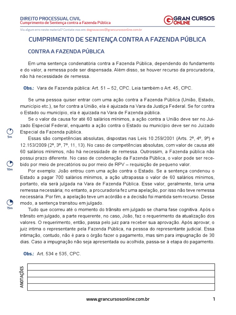 Cumprimento de Sentença Contra Fazenda Publica | PDF | Sentença ...