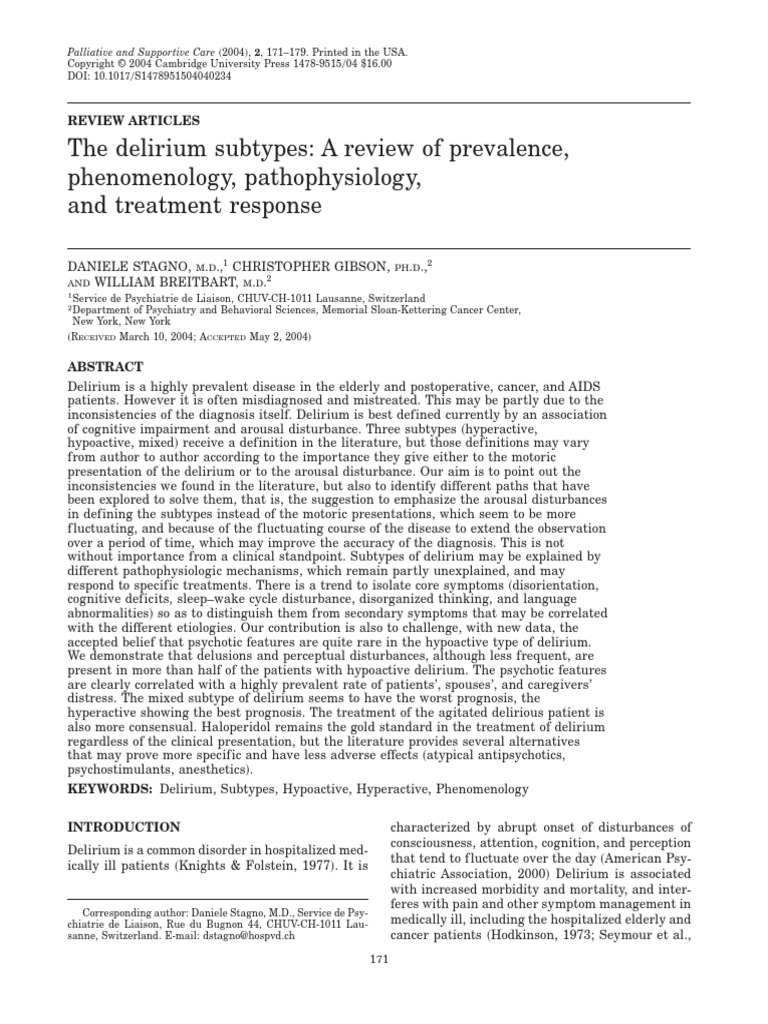 DELIRIUM PDF Psychosis Attention Deficit Hyperactivity Disorder