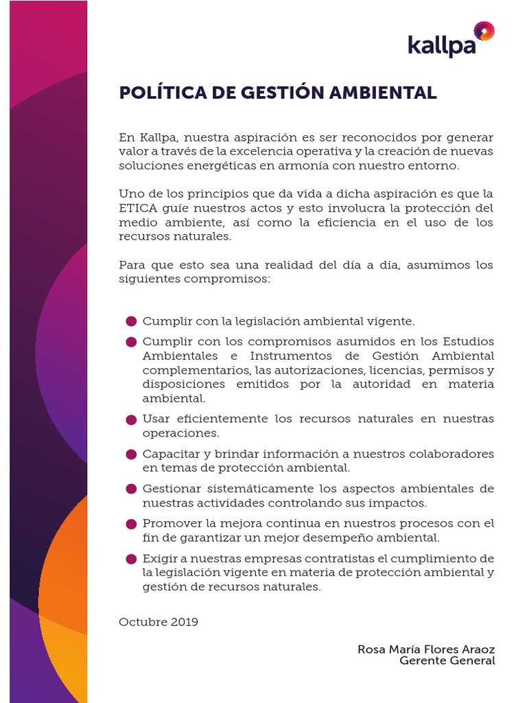 Política de Gestión Ambiental | PDF