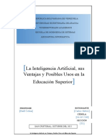 La Inteligencia Artificial, Sus Ventajas y Posibles Usos en La Educación Superior