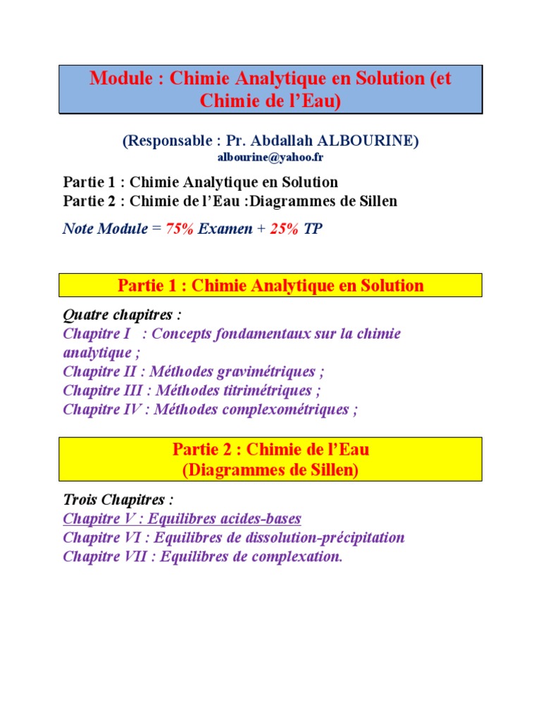 Chimie Analytique en Solution et Eau | PDF | Titrage | Chimie