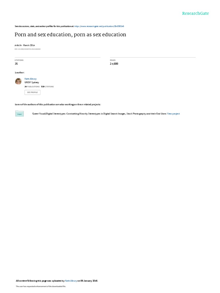 Porn and Sex Education Porn As Sex Education | PDF | Sex Education