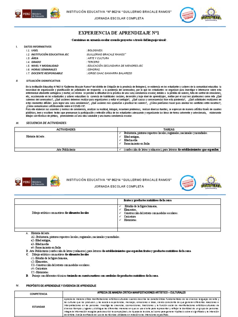 Experiencia De Aprendisaje 3 Grado Pdf Aprendizaje