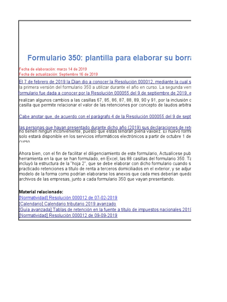Formulario 350: Guía y Plantilla 2019 | PDF | Impuestos | Mercado ...