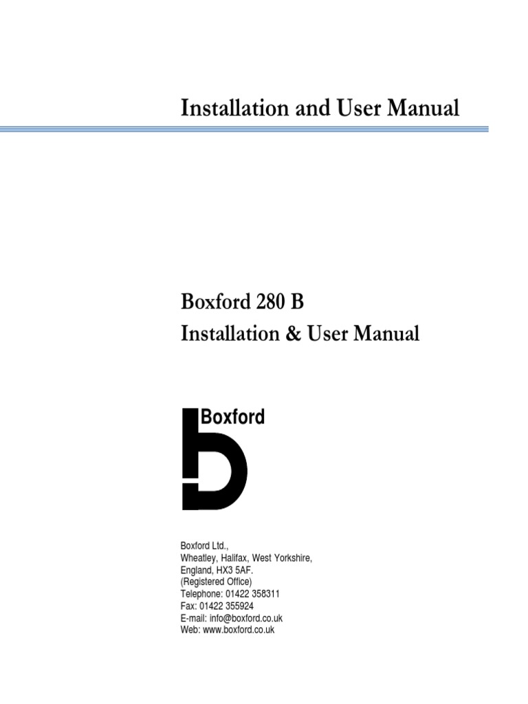 Boxford 280B Installation Manual | PDF | Menu (Computing) | Machining