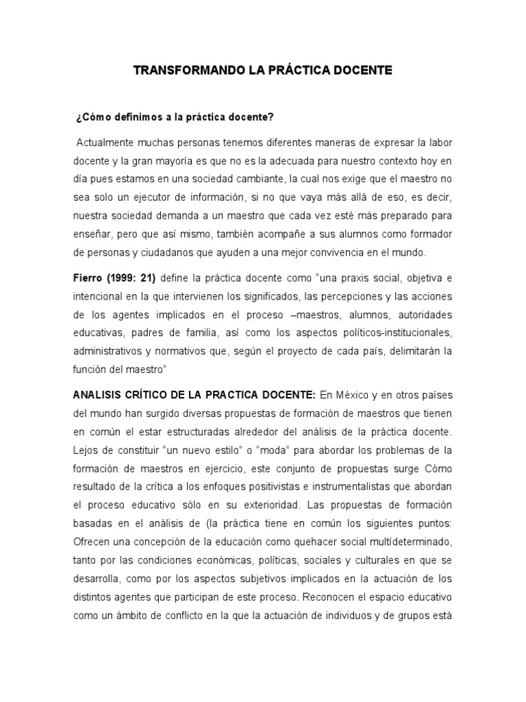 Reflexión sobre la Práctica Docente | PDF | Método de enseñanza | Maestros
