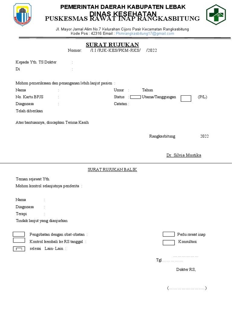 Surat Rujukan Medis Rangkasbitung | PDF