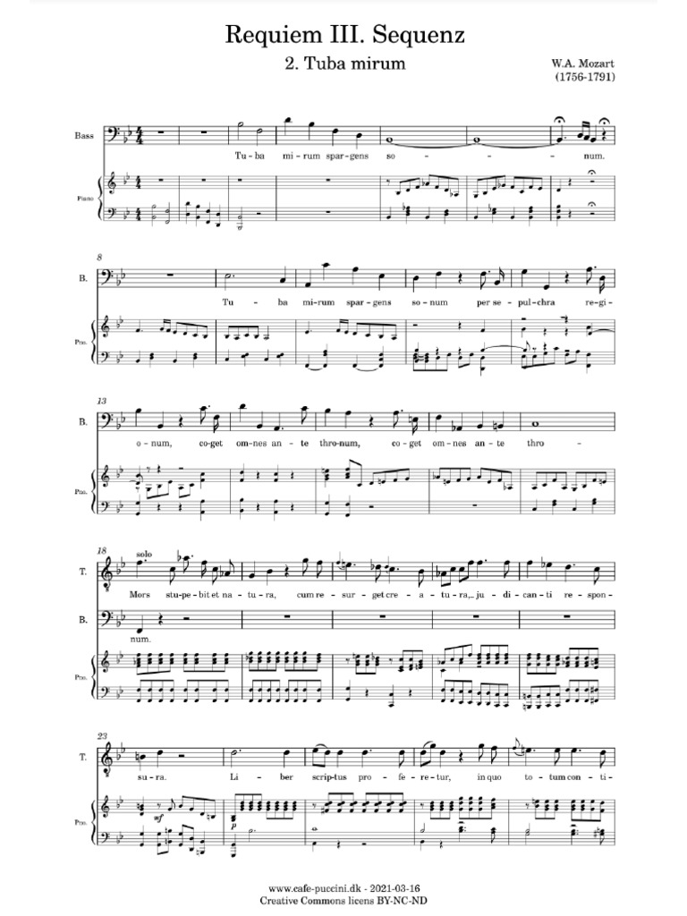 Tuba Mirum Mozart Requiem PDF
