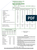 Statefields School Progress Report for Grade 2 Student Carlo Aberia