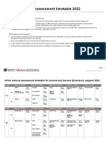 2022 QCAA External Assessment Timetable