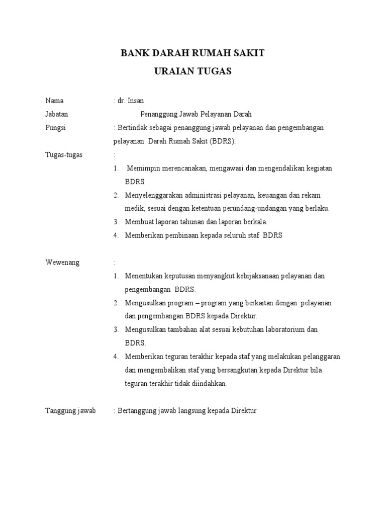 Uraian Tugas Bdrs | PDF