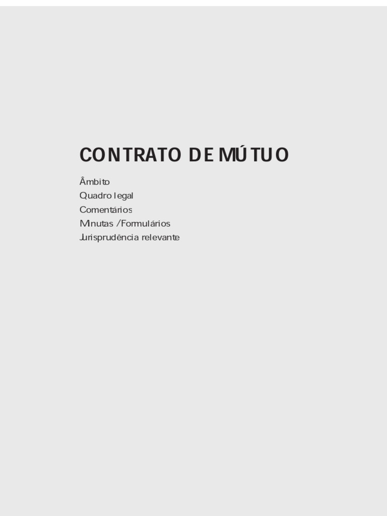 Contrato de Mútuo: Definições e Regras | PDF | Lei das Obrigações ...