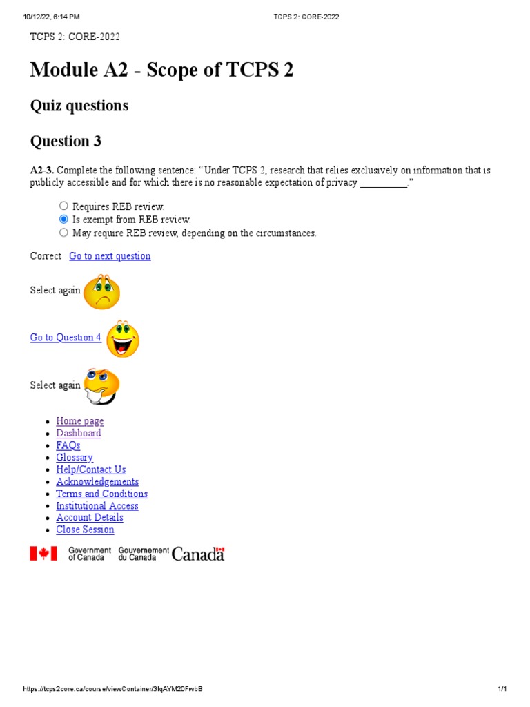 TCPS 2: Core 2022 Quiz Answers | PDF