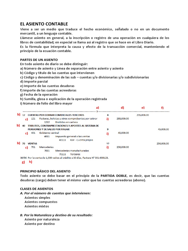 El Asiento Contable Pdf Contabilidad Negocios Económicos