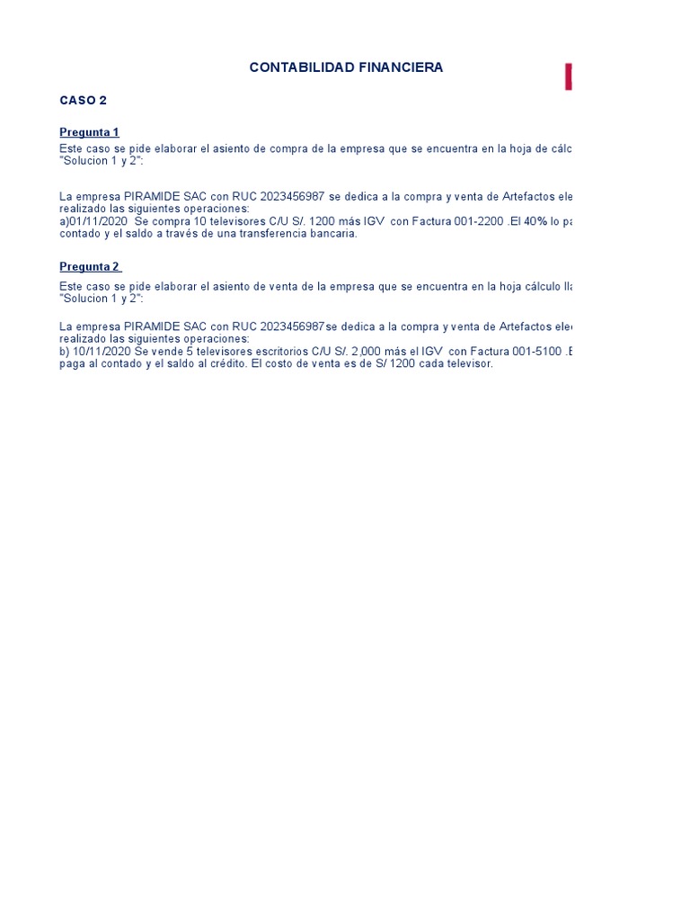 Semana 02 Tema 01 Ejercicios Del Libro Diario Ejercicio 1 Pdf