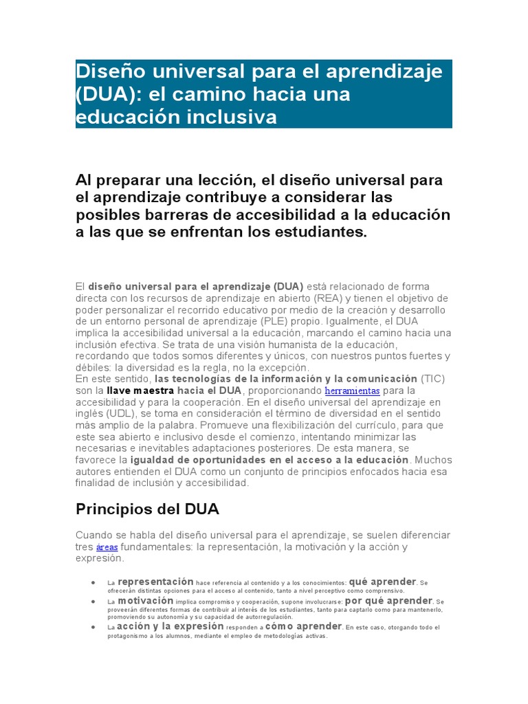 Diseño Universal para El Aprendizaje | PDF | Plan de estudios | Aprendizaje