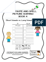 Cutand Paste Spell Phonics Picture Sorting Worksheets Long Vowels FREE