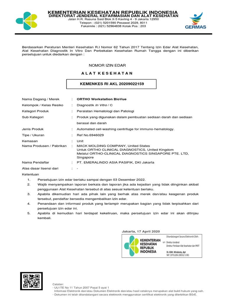 KEMENKES RI AKL 20209022159 ORTHO Workstation BioVue PDF