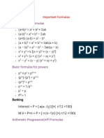 Grade X Math Formulas