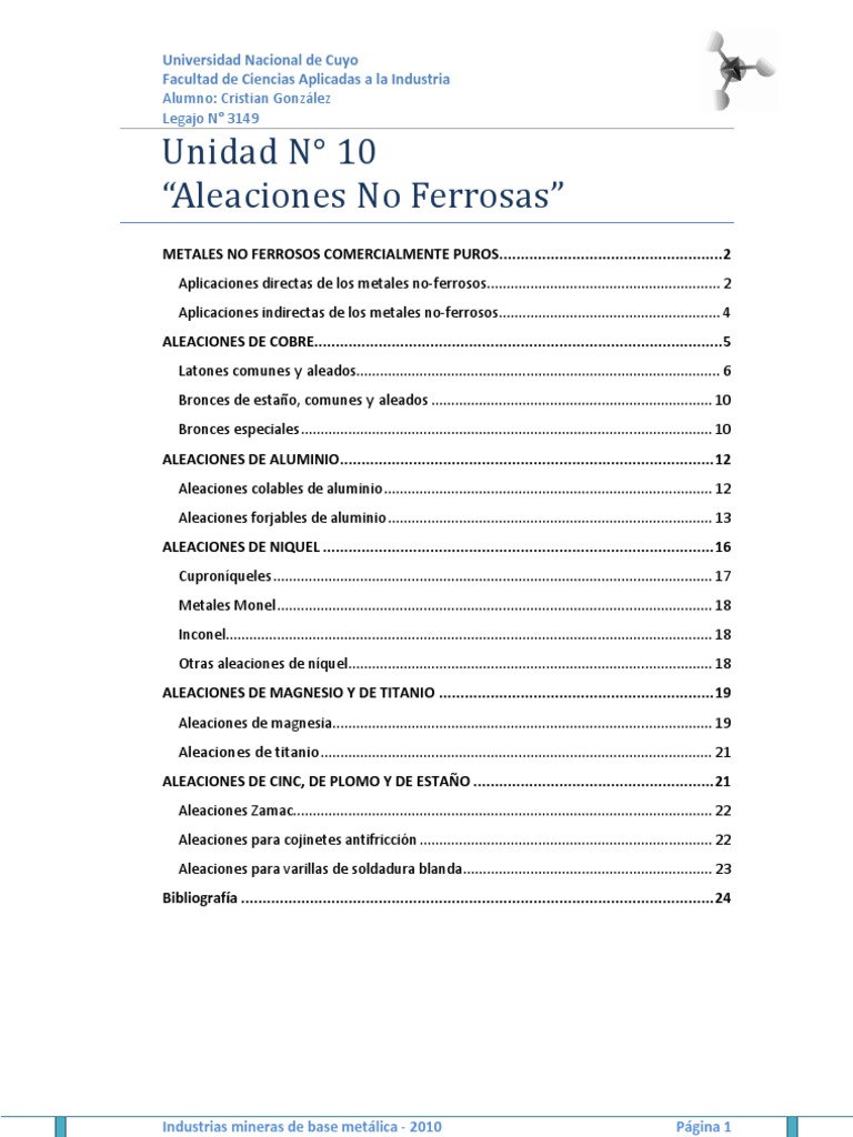 Aplicaciones de Aleaciones No Ferrosas | PDF | Aluminio | Cobre