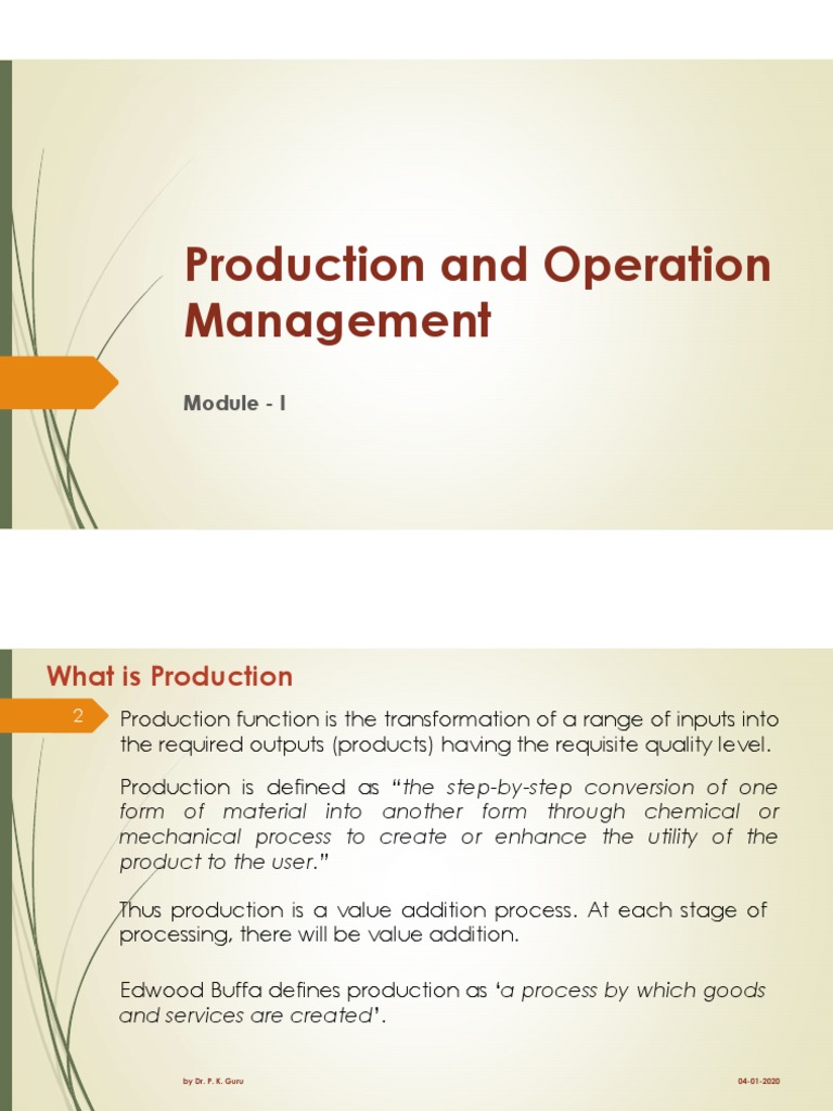 POM Module I PDF Production Function Elasticity (Economics)