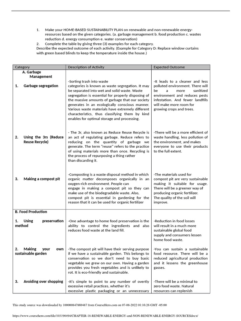 Chapter 18 Renewable Energy and Non Renewable Energy Sources | PDF ...