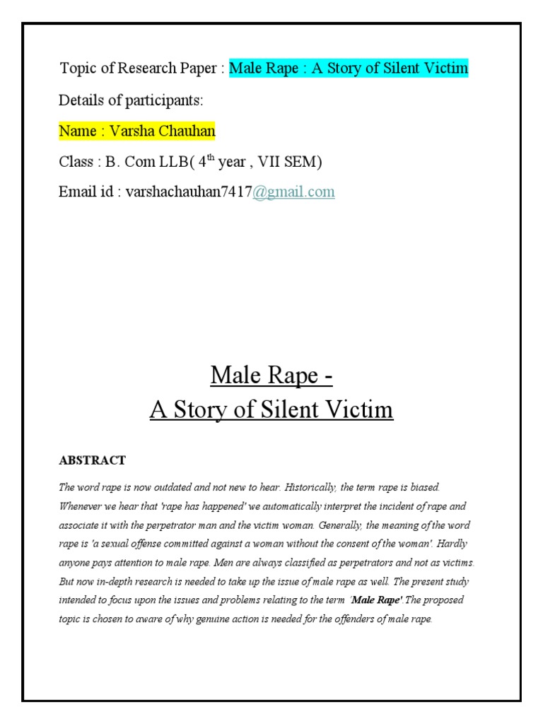 Male Rape (Varsha Chauhan and Shipra Gupta) | PDF