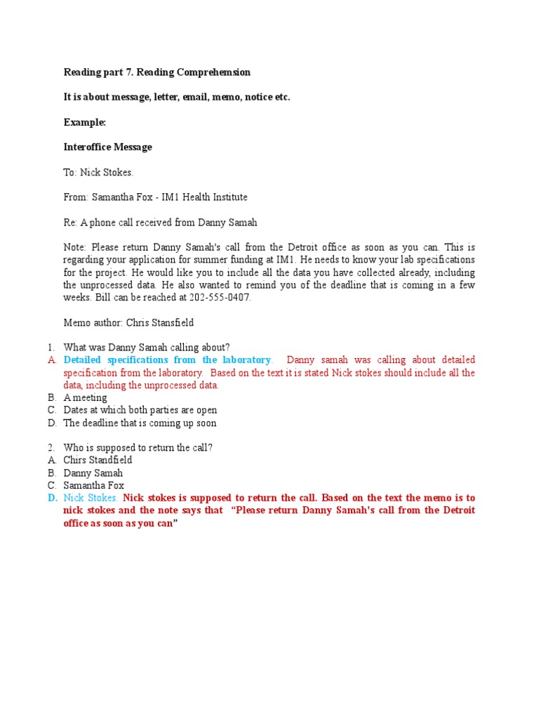 Part 7 Reading Comprehension Pdf Computing