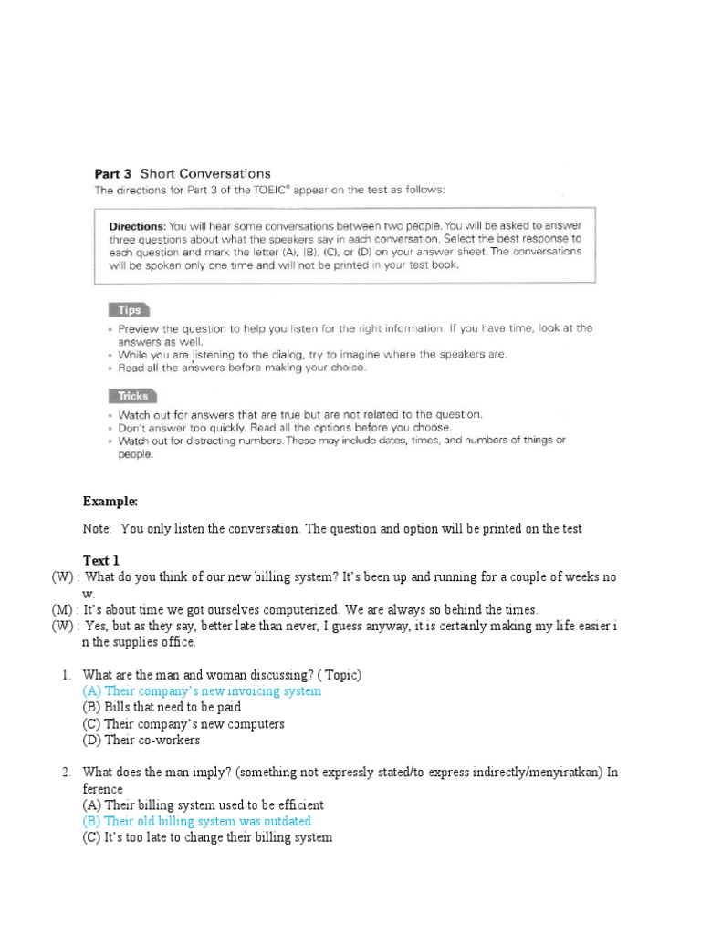 Part 3 Listening Short Conversation PDF Taxes Receipt