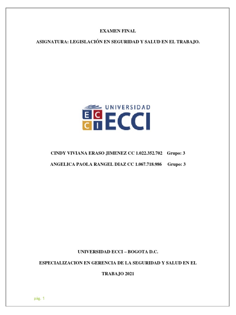 Examen Final Ecci 2021 Pdf Derecho Laboral