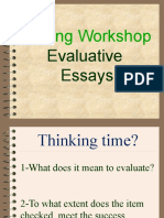Writing Workshop Evaluative Essays