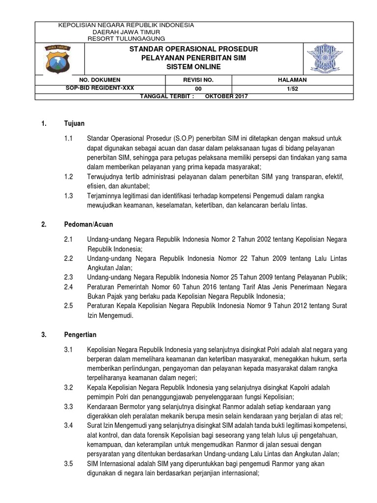 SOP Penerbitan SIM Online Tulungagung | PDF | Pengelolaan Keuangan ...