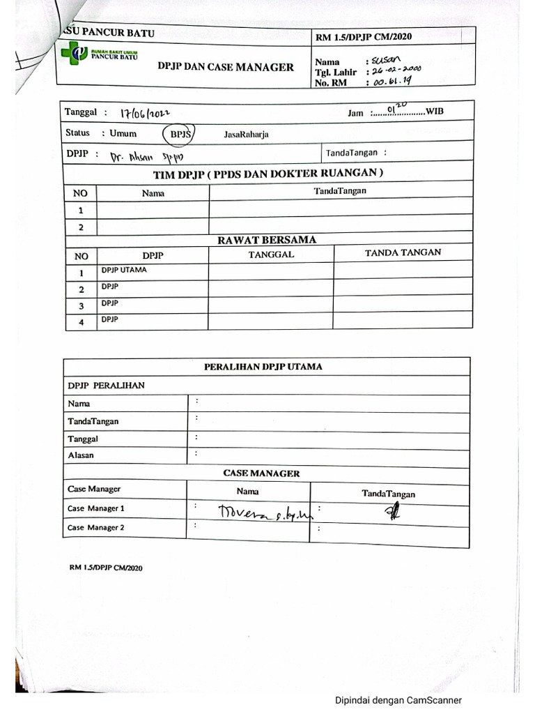 Lembar DPJP Case Manager PDF