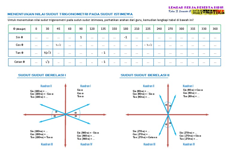Lkpd 12 nilai sudut istimewa sudut berelasi pdf