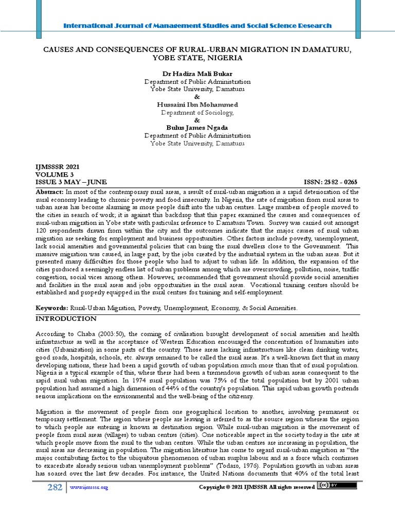 Youth Rural Urban Movement | PDF | Human Migration | Urbanization