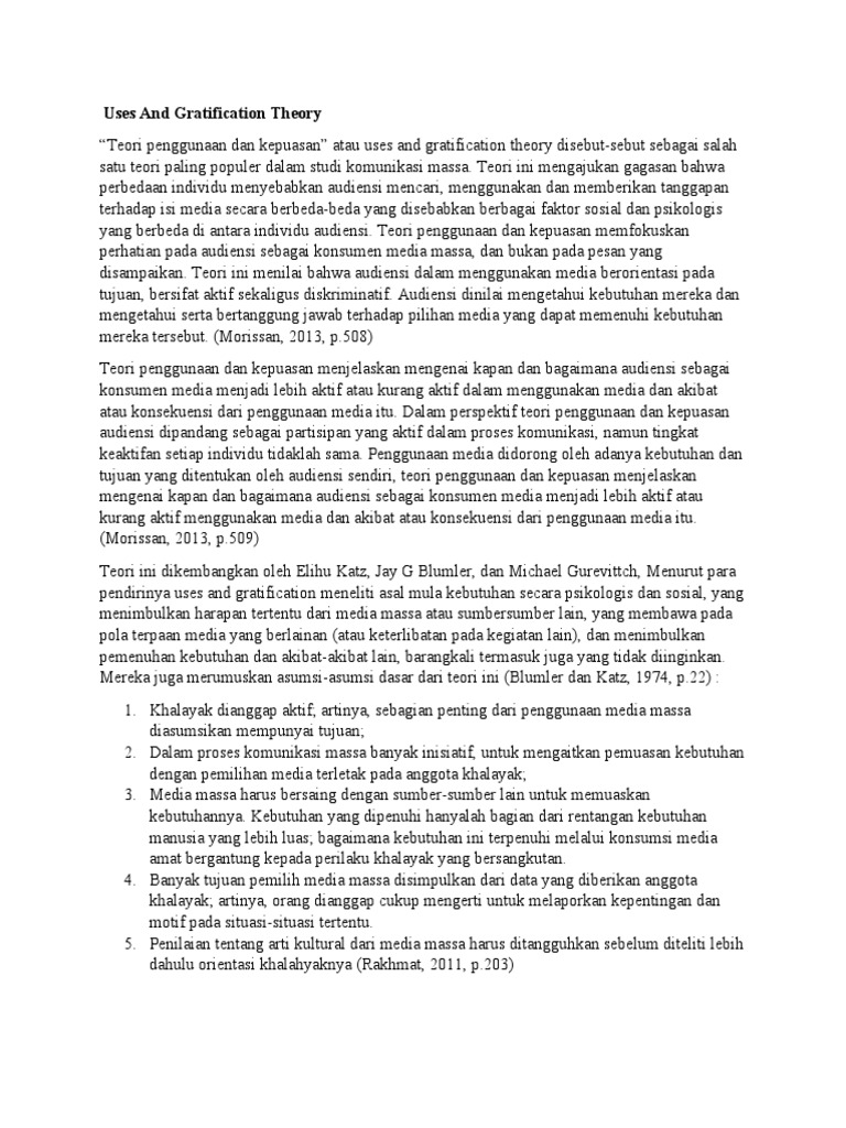 Who Invented Uses And Gratification Theory Examples
