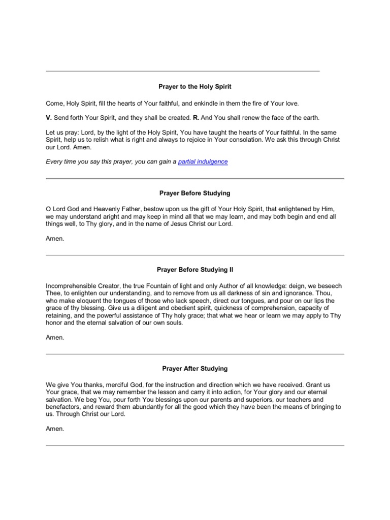 Prayer To The Holy Spirit | PDF