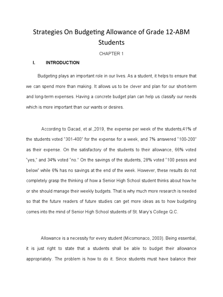 Strategies On Budgeting Allowance of Grade 12 Dhia | PDF | Cognitive ...