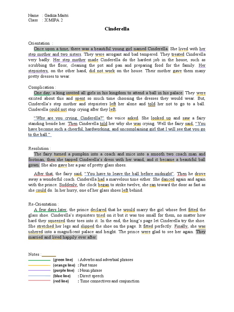 Cinderella: A Narrative Text Summary | PDF | Cinderella | Linguistics