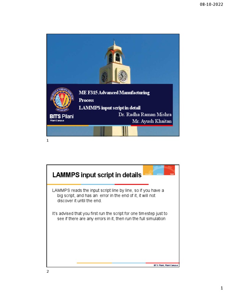 LAMMPS Input Script Overview | PDF | Computing | Applied Mathematics