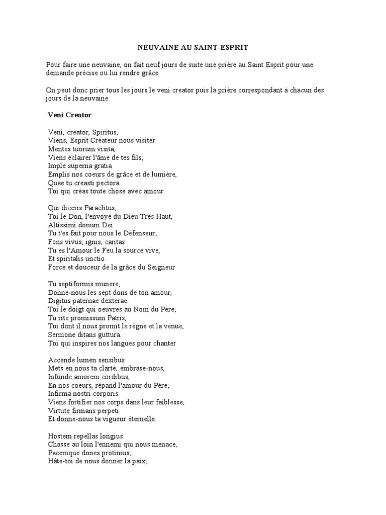 Neuvaine Au Saint Esprit PDF SaintEsprit Marie, mère de Jésus