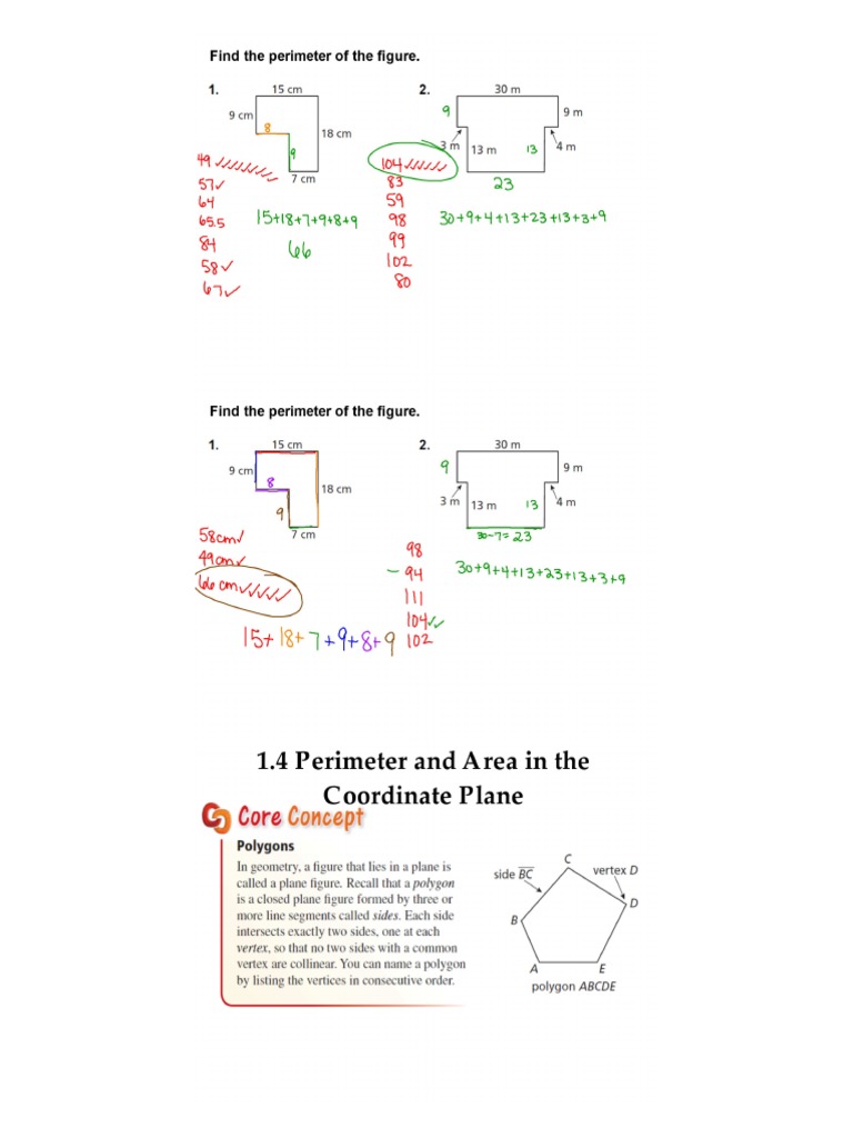 4 Perimeter and Area in The Coordinate Plane Completed | PDF