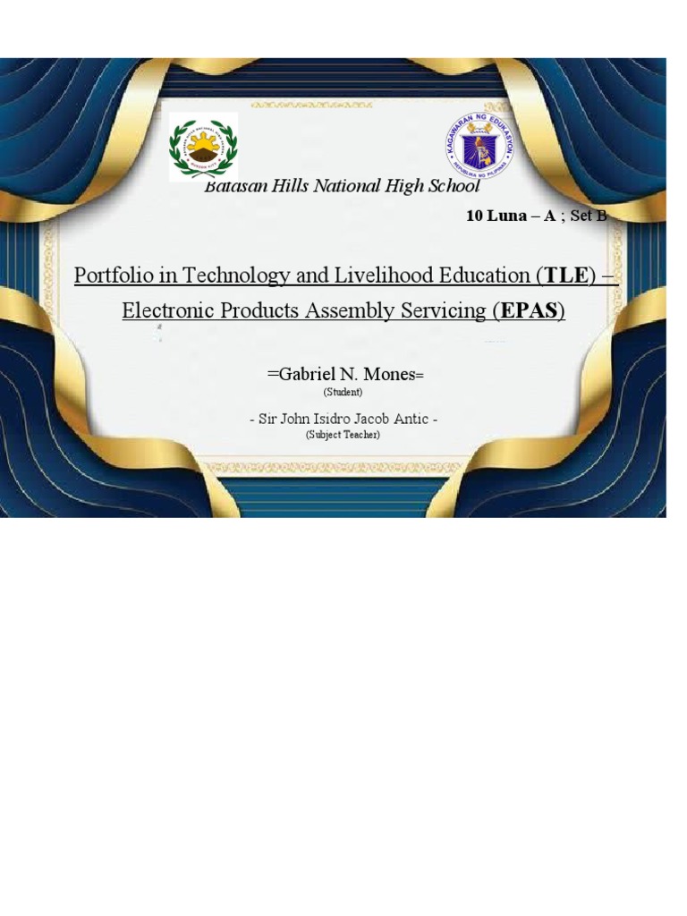 TLE Portfolio: Electronic Products Assembly | PDF