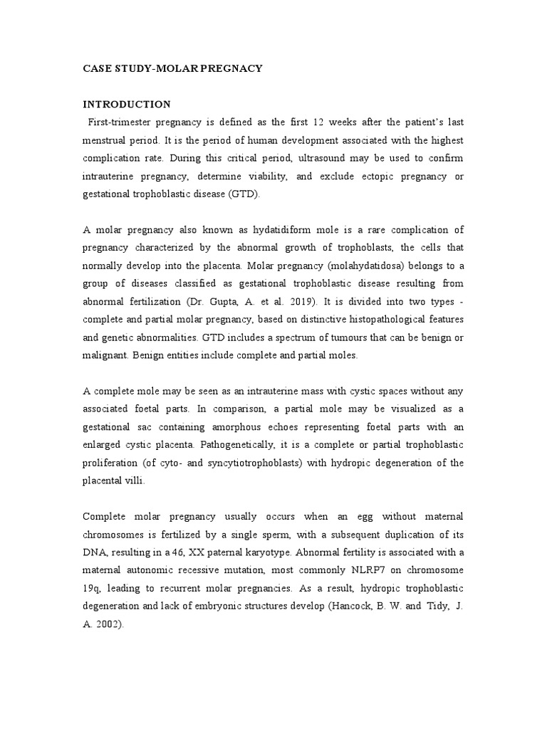 Case Study-Molar Pregnancy | PDF | Human Chorionic Gonadotropin | Pregnancy