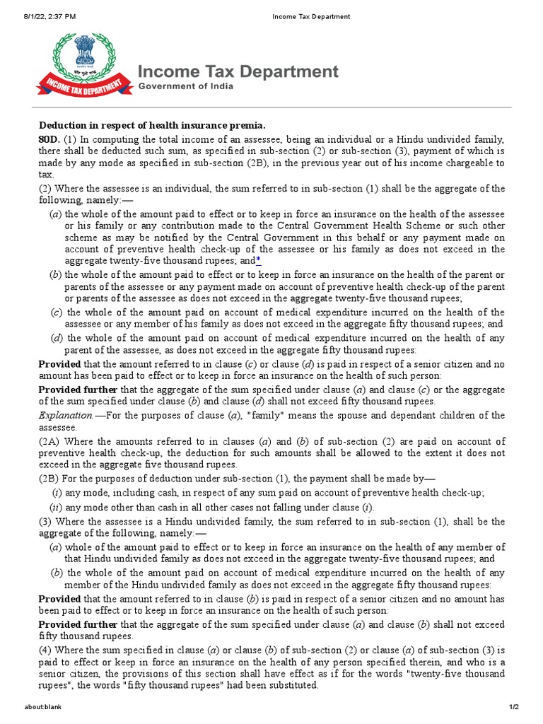 Deduction Allowances for Health Insurance Premiums and Medical