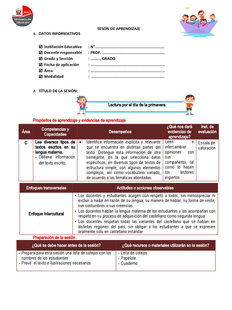 JUEVES A - Lectura Por El Día de La Primavera | PDF | Aprendizaje ...